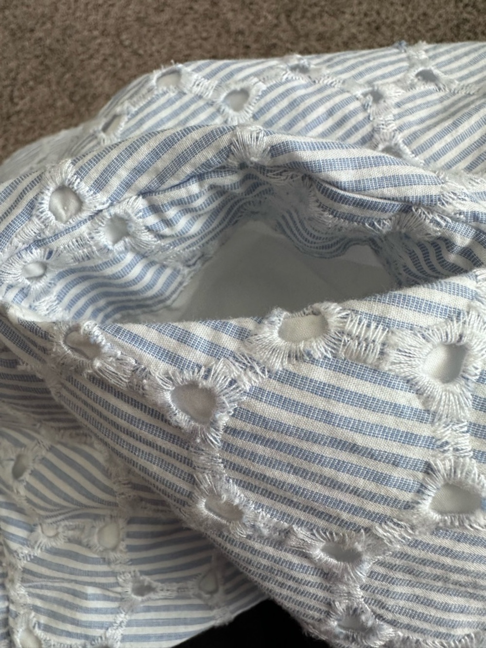 Banana Republic Light Blue and White Striped Eyelet Dress - Picture 7 of 7